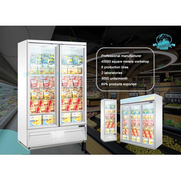 Supermarket Frozen Meat Upright Display Freezer Glass Door Freezer