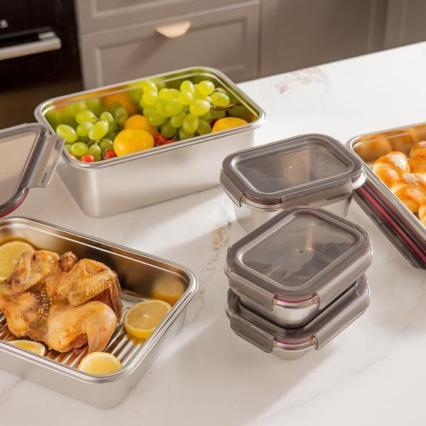 Modular Stackable Stainless Steel Food Container with BPA-Free PP Lid and 260ml-1930ml Capacity