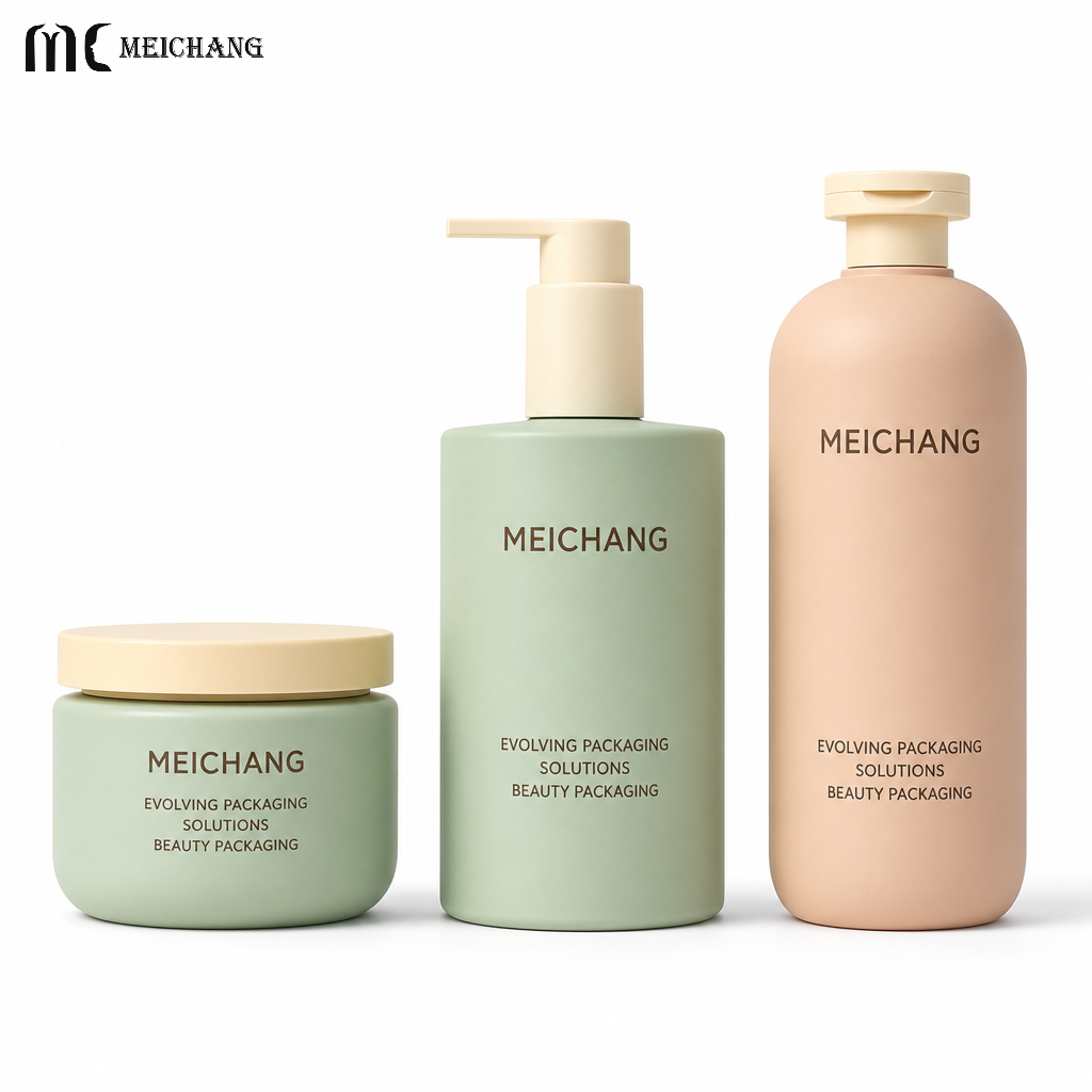 250/400/500ml Refillable PE Hair Care Packaging Set – Cylindrical Pump Bottle & Wide-Mouth Hair Mask Jar(MC-335)