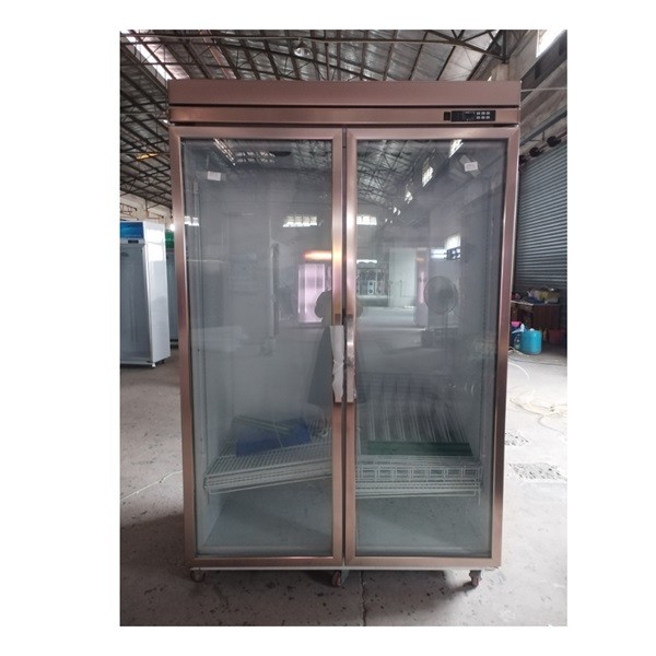 Adjustable Shelves Double Glass Door Beverage Fridge / Freezer For Drinks / Food