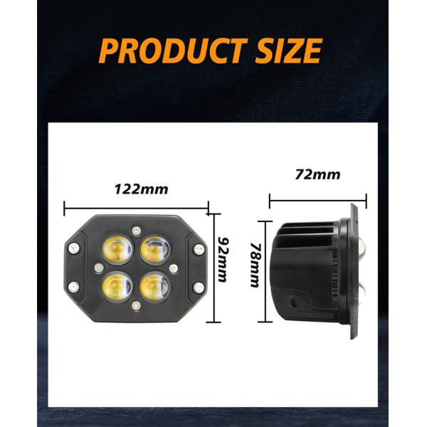 Square White Yellow 4 Beam Aluminum Universal LED Motorcycle Spot Lights