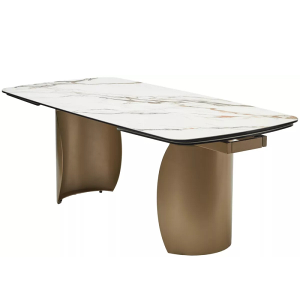 Hot-Selling High Quality Extendable Dining Table Sintered Stone Top Stainless Steel Frame Dining Room Furniture