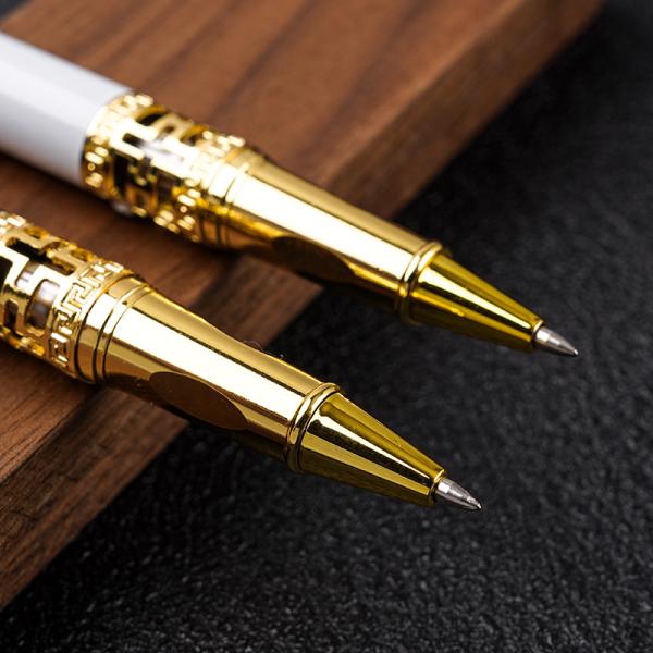 El estilo chino de papel de escritorio de negocios de metal conjunto hueco fuera de la cabeza del dragón bolígrafo de rodillo