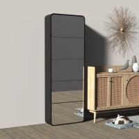 Armoire à chaussures en bois noir à coude unique couche 5 avec miroir