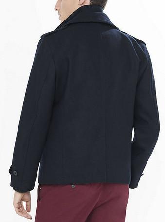 Shoulder Epaulettes Mens Flight Jacket Blank Double Collar Casual Peacoat