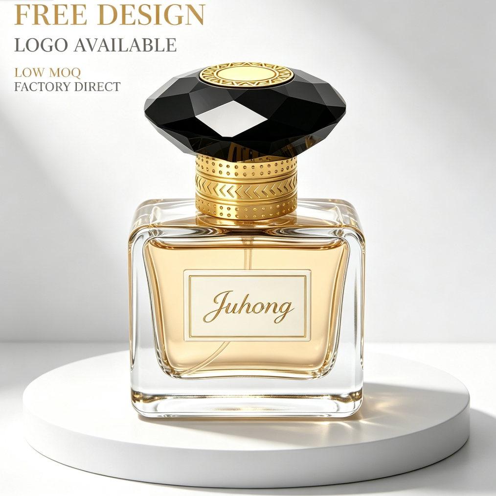 Luxury Black Faceted Crystal Zamac Perfume Bottle Cap Gold Plated Custom Logo Metal Perfume Lid FEA 15