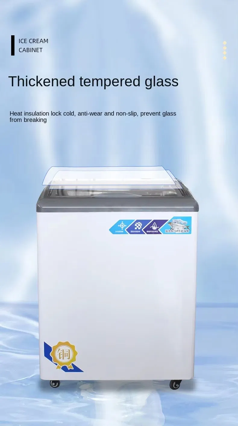 Large Capacity Ice Cream Display Cabinet 118L 280L 350L 420L Glass Display Freezer