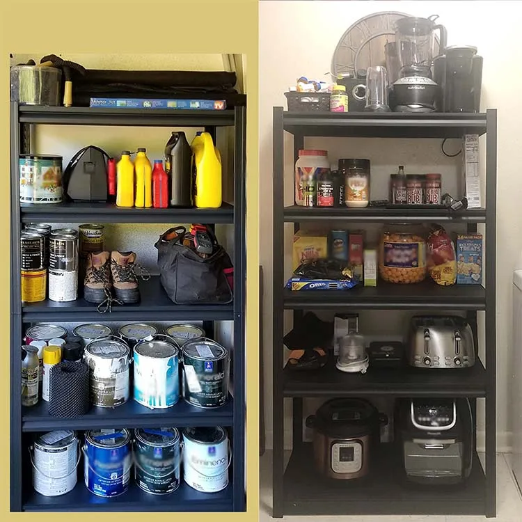 Черный металлический гаражный стеллаж 5-х полков Стальные полки Тяжелая кладовая полка