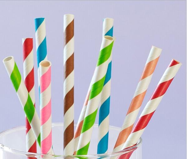 2018 new design food grade striped paper straws party drinking straws