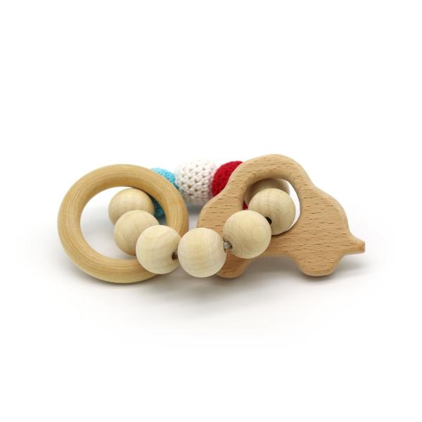 Custom Beech Wood Baby Teether Ring for 0-24 Months