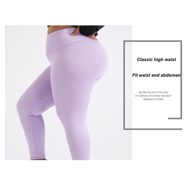 Пурпур женщин атлетический мягкий плюс Tummy брюк йоги размера контролирует высокую резинку