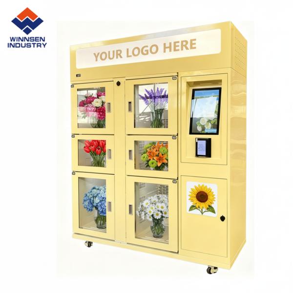Automatic Flower Vending Machine with 12mm Thick Insulation R134a Refrigerant and Multi-Lingual Software UI
