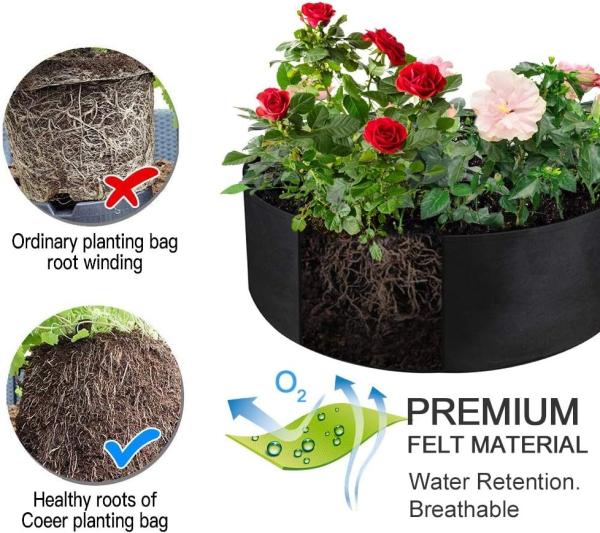Garden Planter, Fabric Grow Beds Divided Grids, Planting Bags with Drainage Holes, PE Planter Pots for Tomatoes