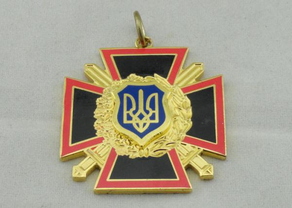 Zinc Alloy Cross Sward Enamel Medal , Imitation Hard Enamel , Gold Plating