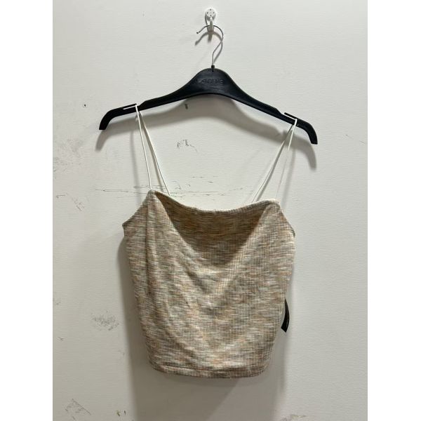 Space Dye Cowl Neck Cami Top - Thin Spaghetti Straps (Beige / Brown / Green)