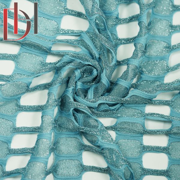 100% Polyester Knitted Jacquard Fabric , Summer Skirt Cape Scarf Holes Jacquard Mesh Fabric