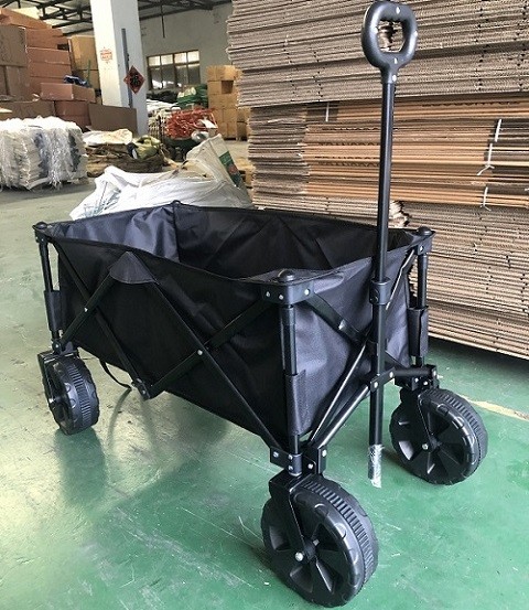 Black Collapsible Wagon Cart Heavy Duty 70kg Folding Camping Wagon Festival Cart