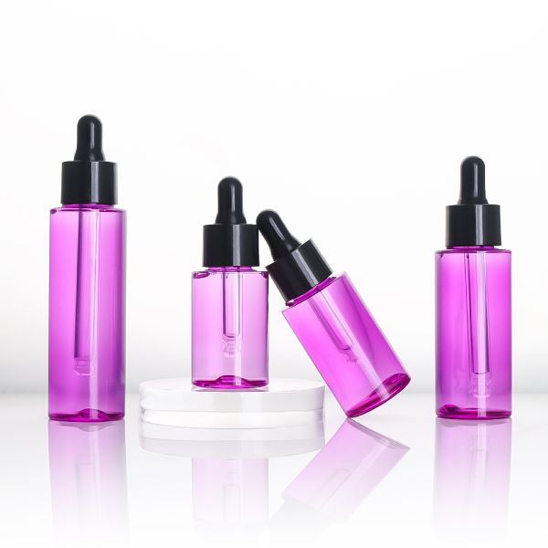 Multi-Color Light-Blocking Leak-Proof PET Dropper Bottles for Skincare Serums and Essential Oils