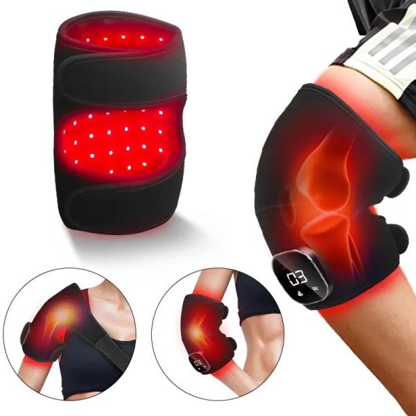 660nm 850nm Red Light Therapy Knee Massager – Infrared + Vibration + Heat, Wireless & Rechargeable for Joint Pain Relief