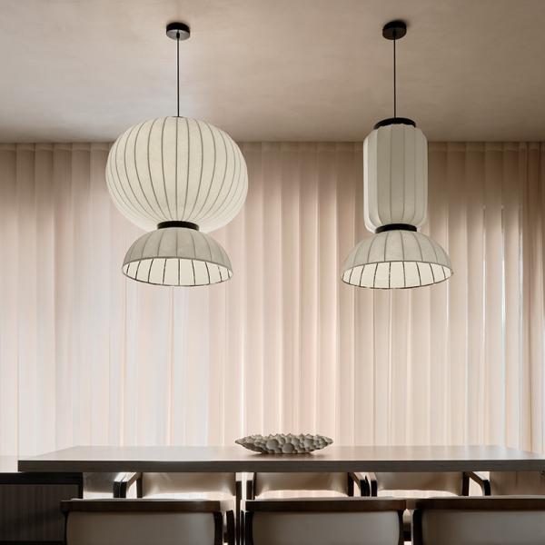 Vintage Silk Restaurant Chandelier Wabi-Sabi Living Room Bedroom Pendant Light