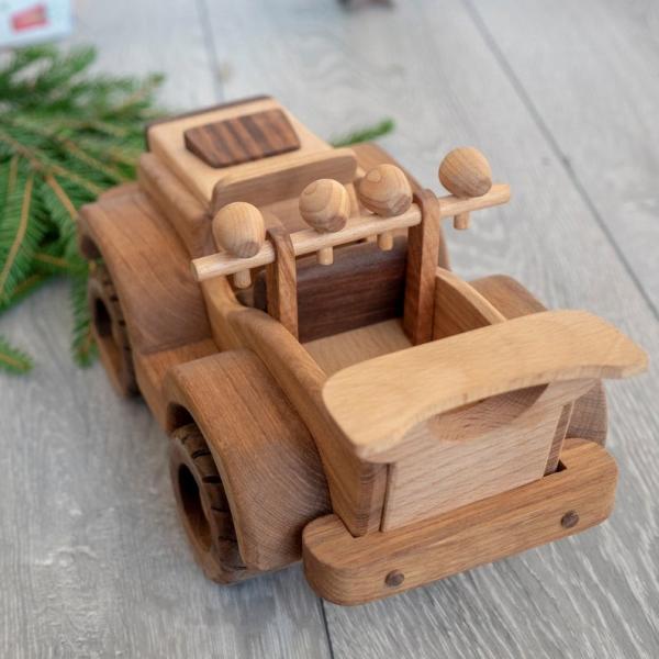 Mobile Handmade Wooden Toys Trucks Hand Sanded With Simple Design