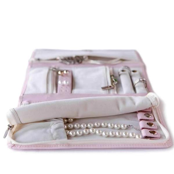 Innovation Pink Travel Jewelry Organizer Roll Foil Logo Jewelry Storage Roll