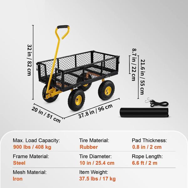 Outdoor Garden Heavy Duty Utility Portable Large Capacity Camping Collapsible Wagon Cart With All-Terrain Wheels