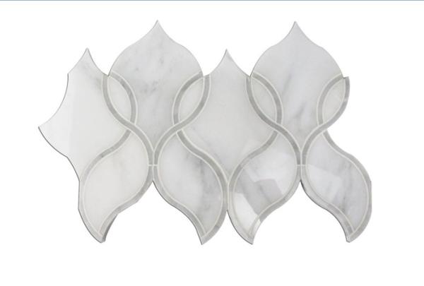 Irregular Waterjet Mosaic Tile , Mosaic Bathroom Floor Tile For Hotel Reception Designs