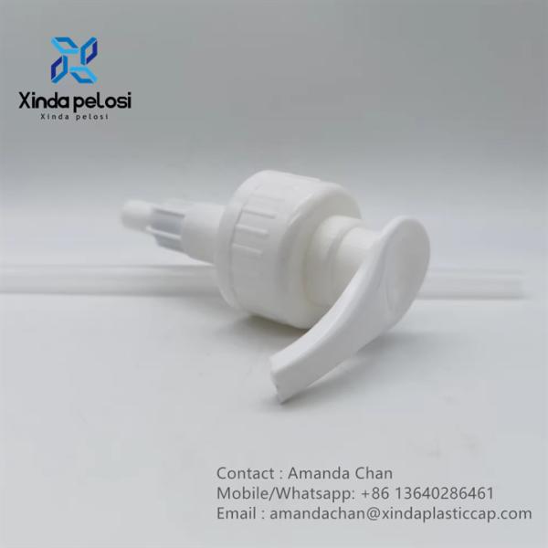 Plastic Lotion Pump White Color Ribbed Cap Dispenser Pump For Lotion Bottle