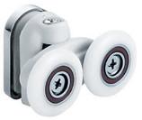 Double 5-6mm Thick White Wheels Plastic Sliding Door Rollers OEM For Shower Room