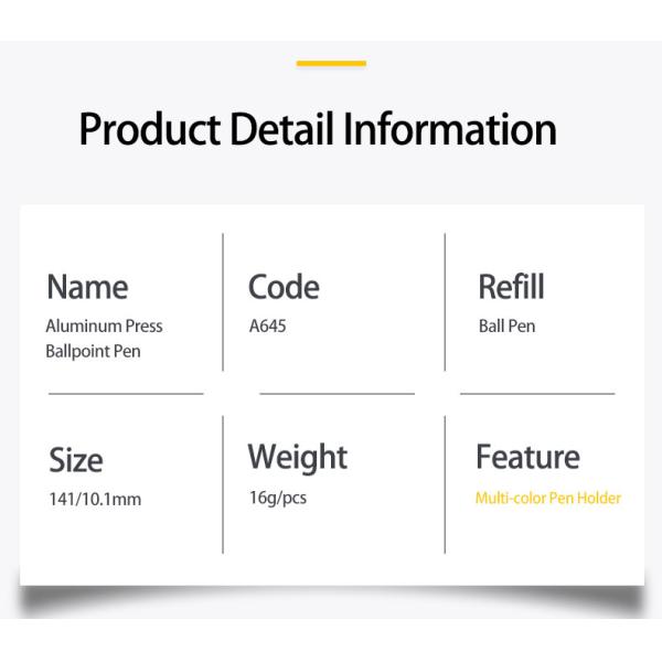 Oficina Negocios de metal de aluminio de prensa bolígrafo de alta calidad bolígrafo de logotipo personalizado