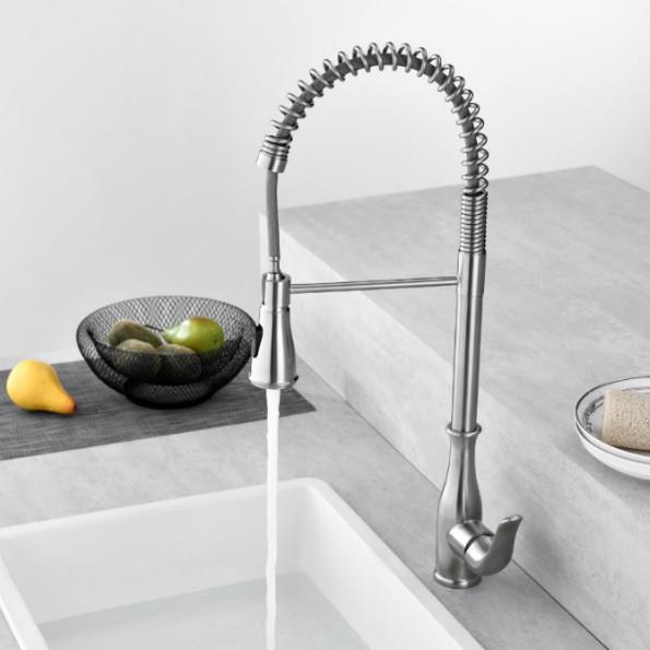 Spring Spout Touchless Stainless Steel Kitchen Faucets Infrared Sensor Control