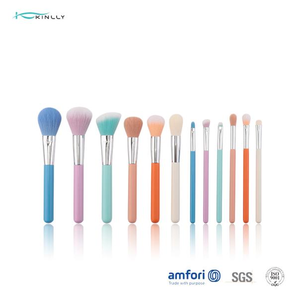 12pcs旅行構造は木のハンドルが付いているアルミニウム フェルールODMにブラシをかける