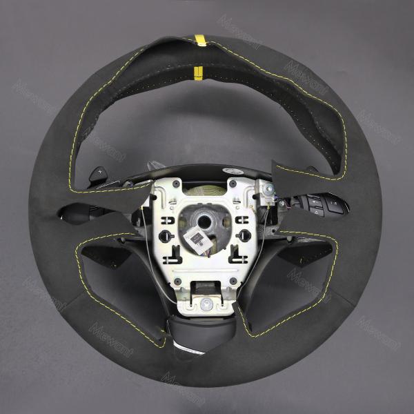 Custom Hand Stitching Carbon Suede Steering Wheel Cover for Chevrolet Corvette C6 2012 2013
