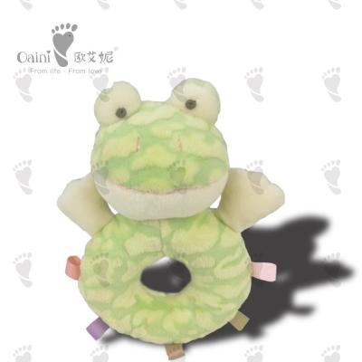 Child Friendly Educational Soft Toys Baby Comforter Frog Rattle Toy 15 X 9cm