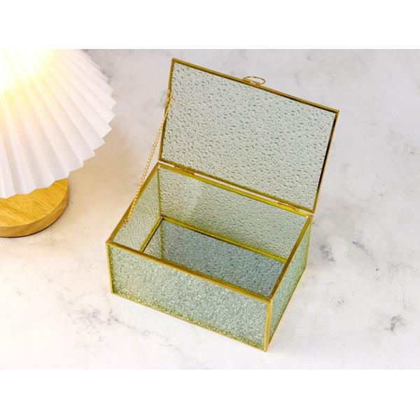 Retro Mirror glass artifact Cosmetic Storage Box Diamond Copper Edge Jewelry box Glass gift box Dust proof with lid