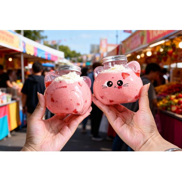 Production en gros d'usine de bouteilles de jus de boisson en forme de cœur de 700 ml avec bouchon à vis