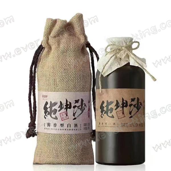 SGS Screen Printing Drawstring Cotton Cloth Wine Gift Bags