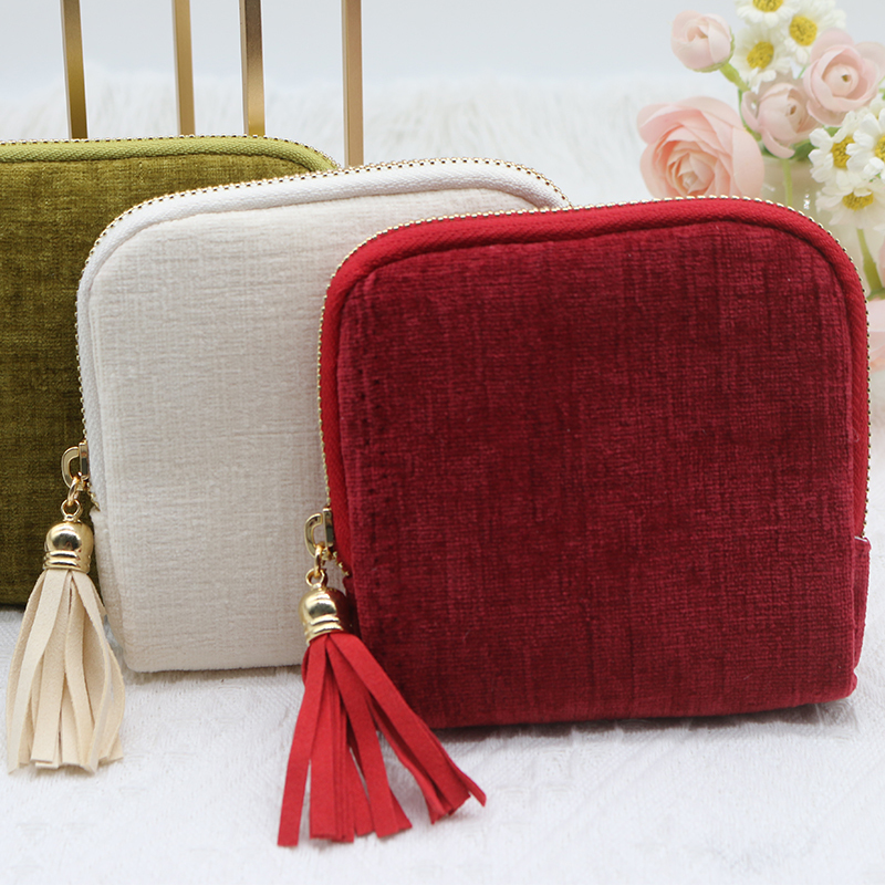 Luxury Velvet Jewelry Travel Organizer Travel Jewelry Case With Tassel Packaging Pouch