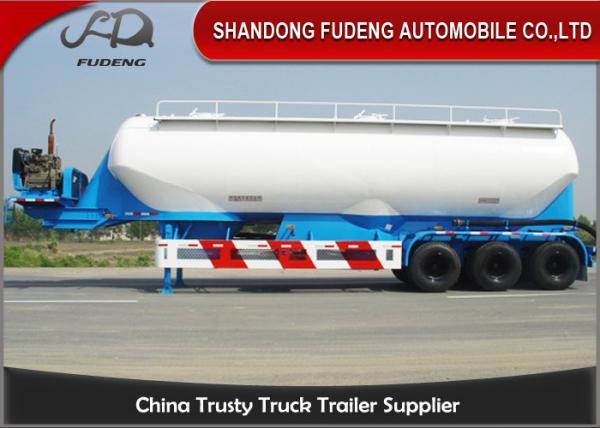 Vertical Type Three Axles Bulk Powder Semi Tanker Trailer , Dry Van Trailer With Blower