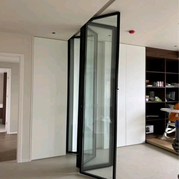 Porte pliante en aluminium de luxe avec verre trempé pour résidence et commerce