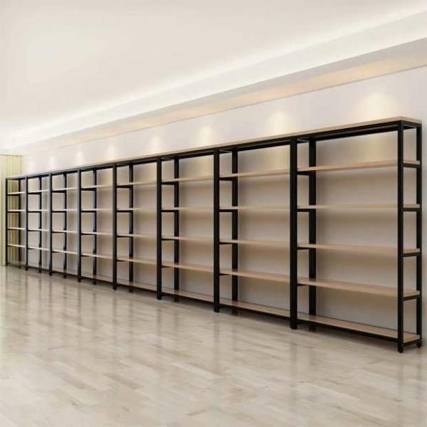 Customized Color Metal And Wood Storage Shelves , Steel And Wood Bookshelf