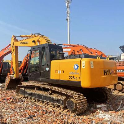 Excavadoras coreanas usadas Hyundai 225 Pequena retroexcavadora hidráulica