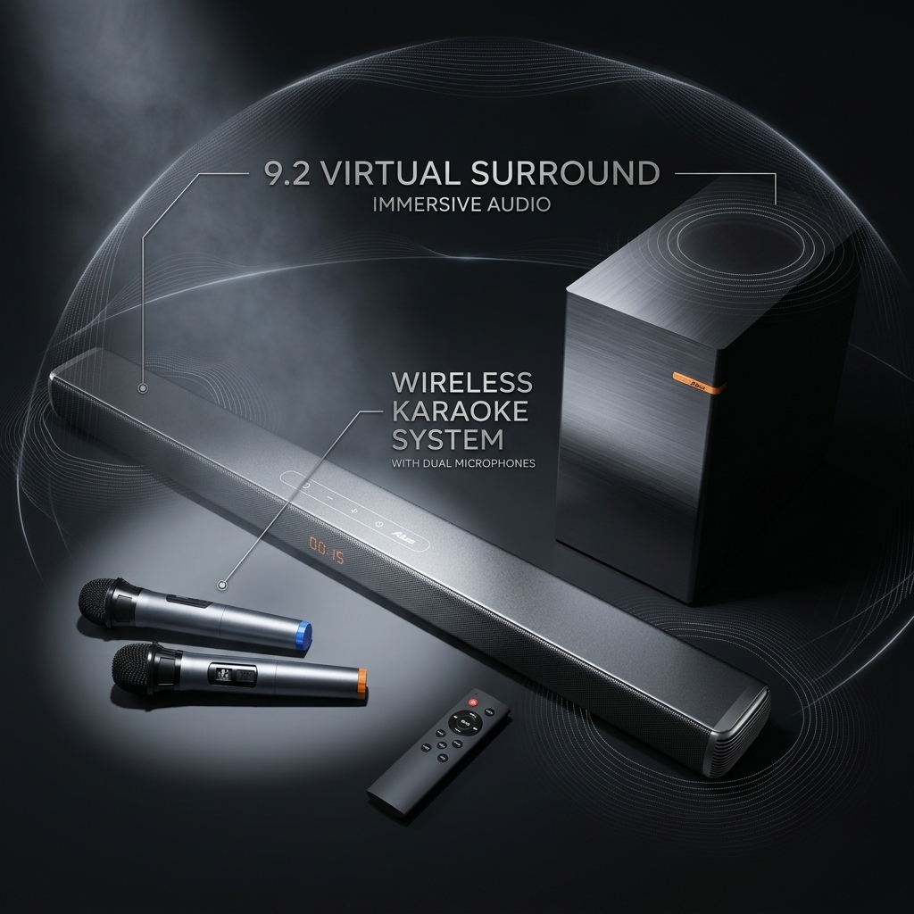 Wireless Speaker With Microphone ASW100-2.1U 100W RMS Karaoke 12 Theater Karaoke Party