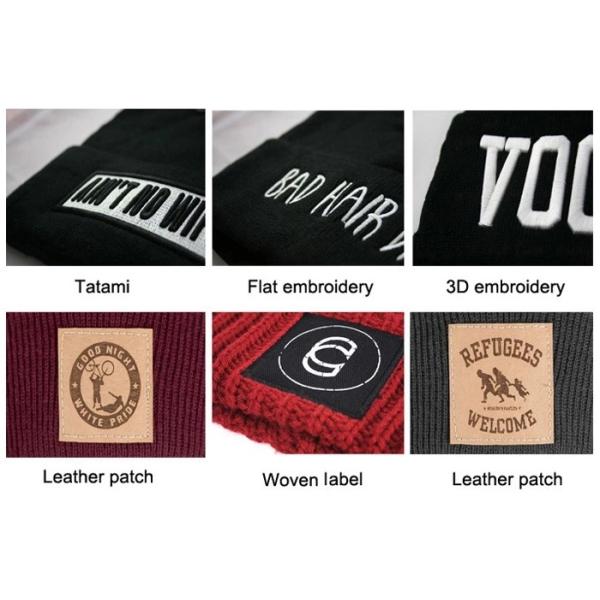 Изготовленным на заказ шляпа альпаки slouch beanie крышки лыжи черепа зимы вязания крючком черным связанная beanie с логотипом заплаты