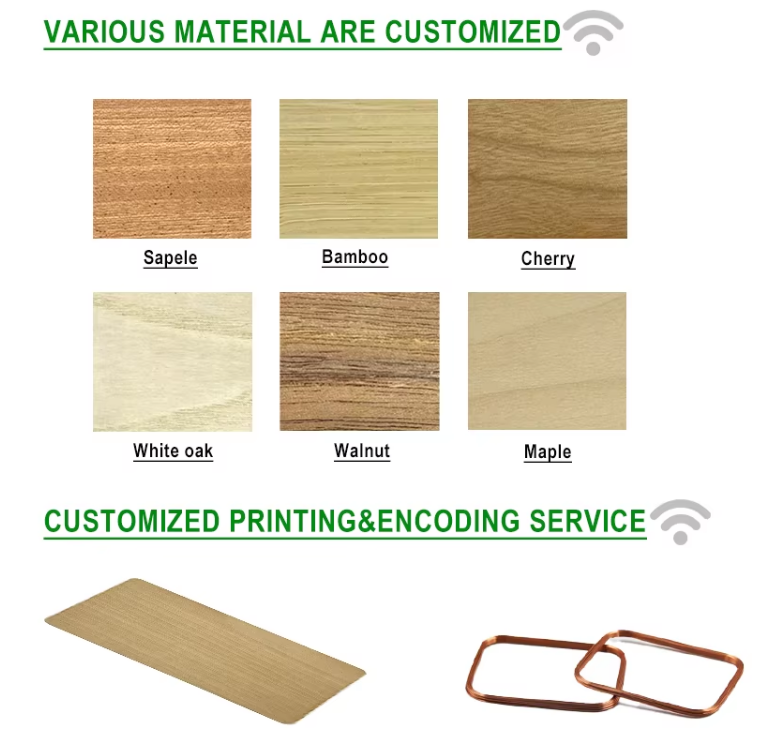 Factory Direct Sales Custom Logo Engraved Wooden RFID Business Card NFC ISO14443A 13.56MHz Blank Wood NFC Hotel Key ID Card