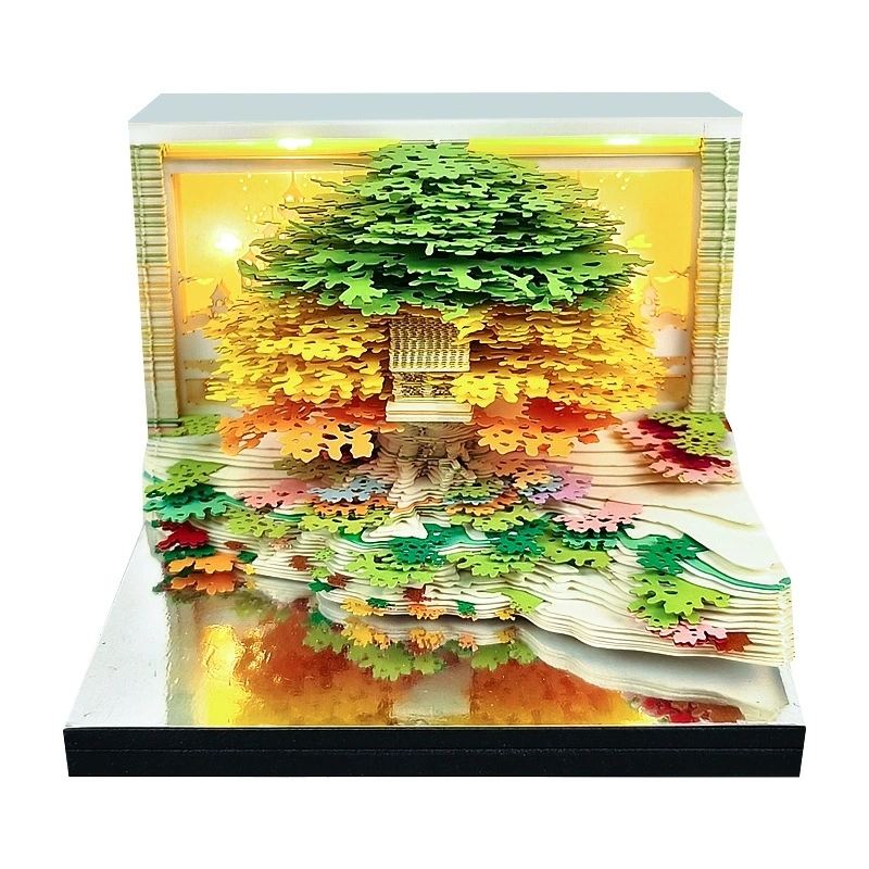 Tear-Away 3D Paper Carving Art Calendar With LED Lights For Desk Decor