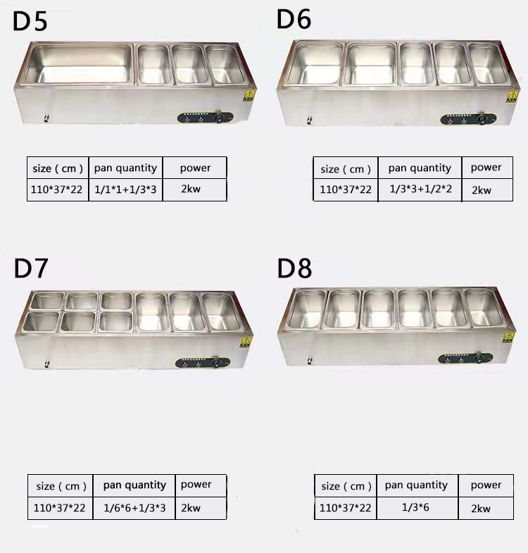 Rectangular Bain Marie Electric Food Warmer 150L 3 Pan Bain Marie