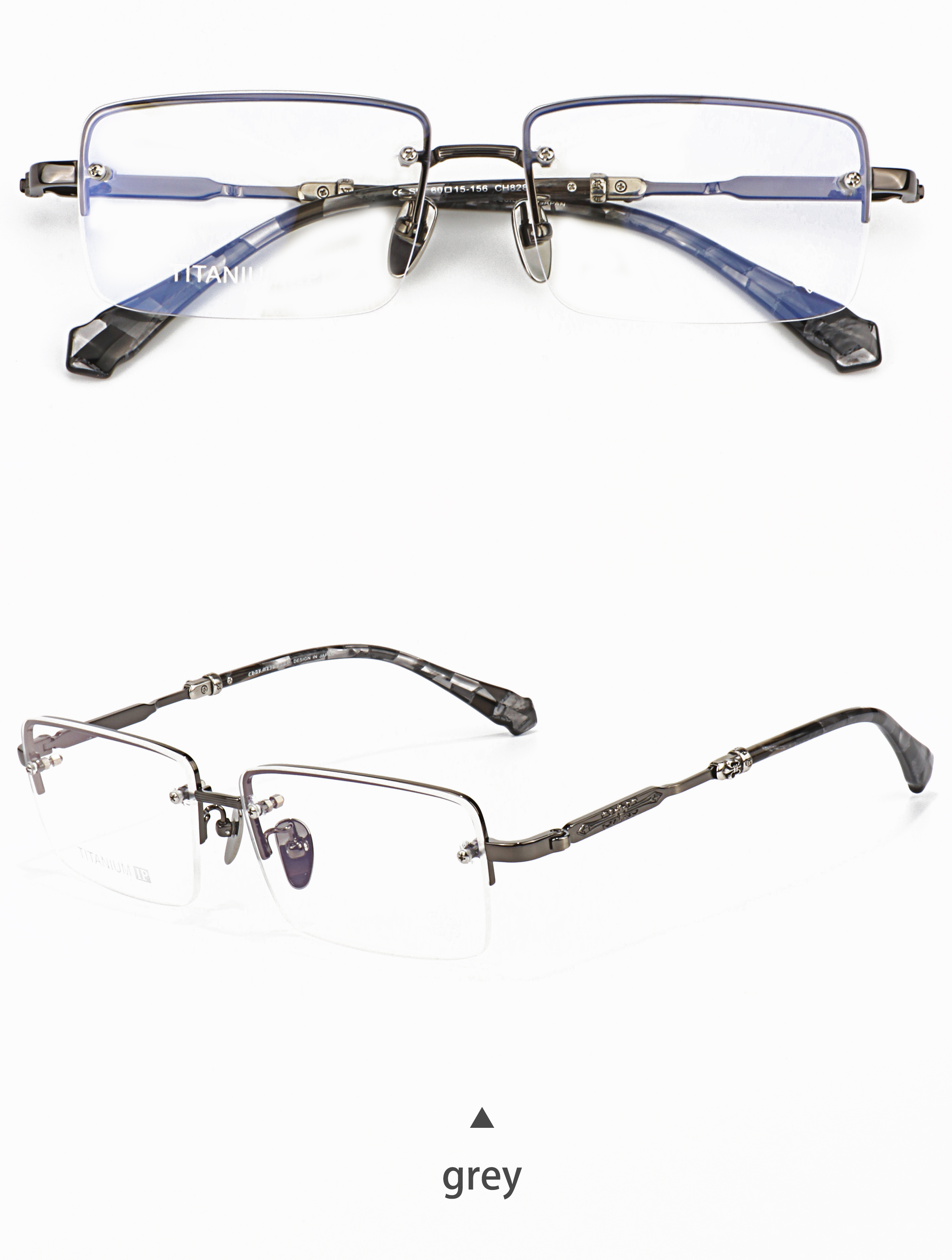 New Read Half Frame Square Black Silver Color Optical Prescription Luxury Brand Fashion Light Custom logo Glasses Eyewear Frames