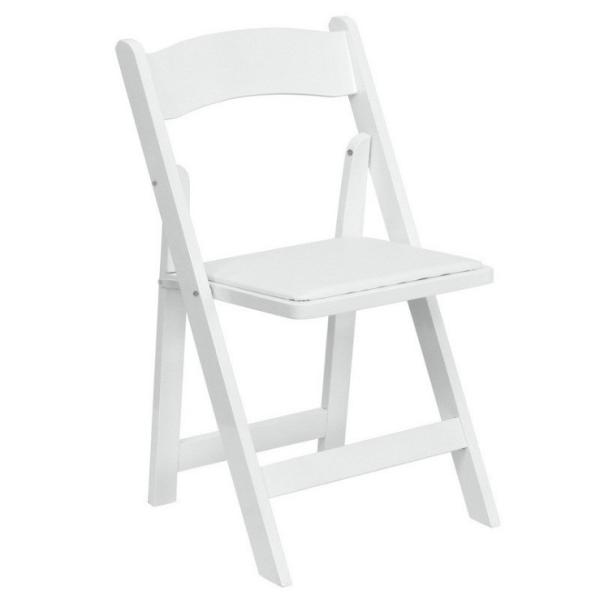 Padded Plastic Resin White Wimbledon Folding Chair for Outdoor Events and Weddings